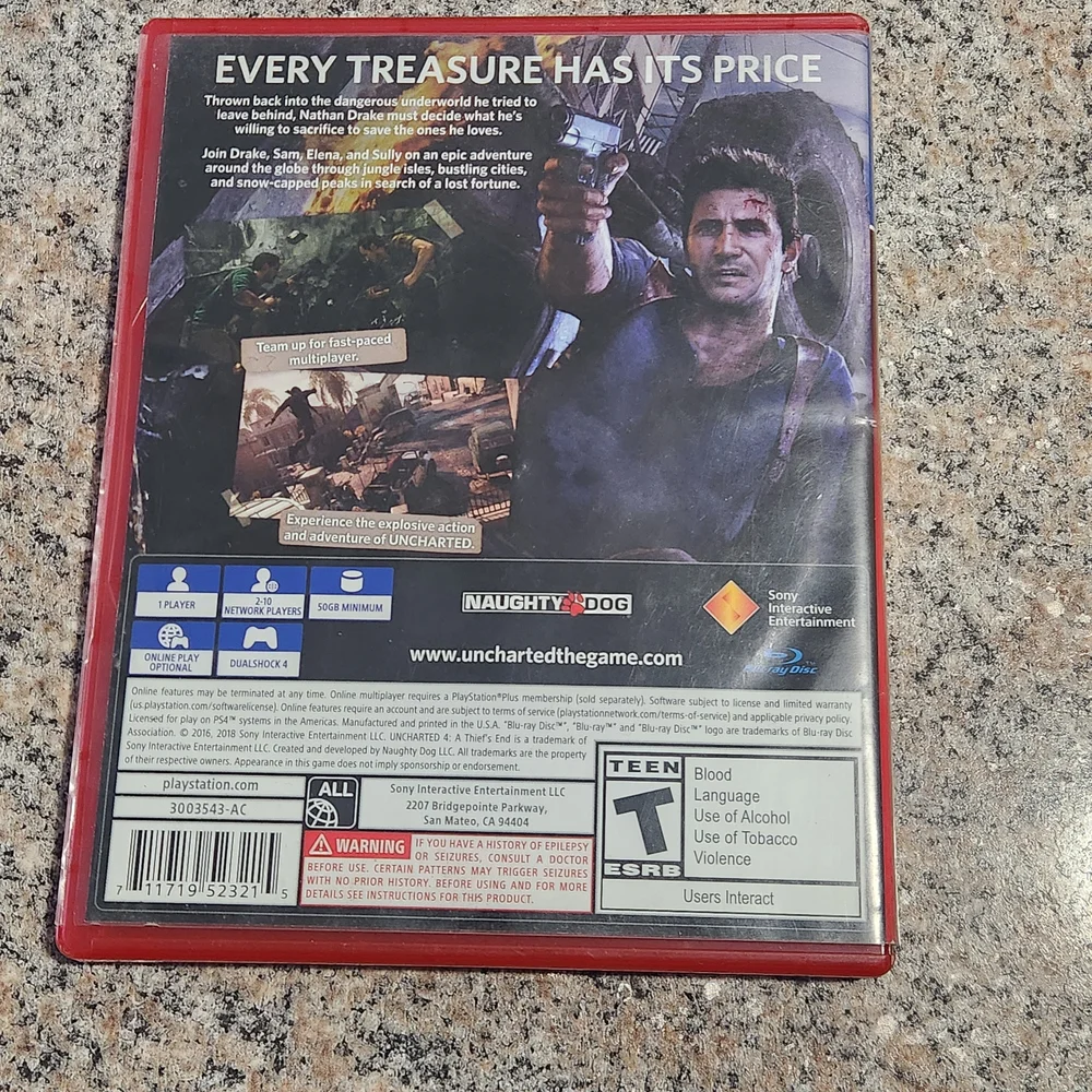 Sony Uncharted 4: A Thief's End PS4 -‎ Playstation Hits Rated T For Teen